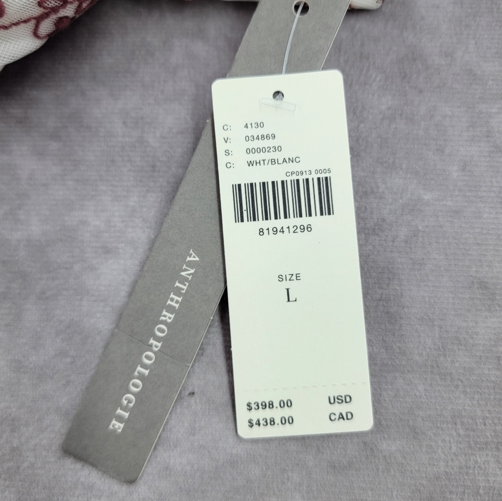 Anthropologie NWT Tiered V-Neck Embroidered Midi Summer Picnic Dress - Picture 8 of 16